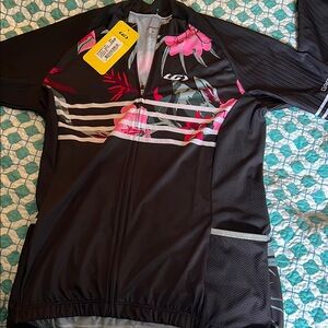 LG Women's Floral Cycling Top - Black and Pink